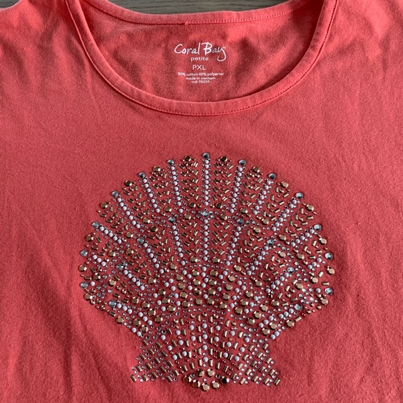 Cute Embellished Coral Bay T-shirt (XLP) - Picture 2 of 4